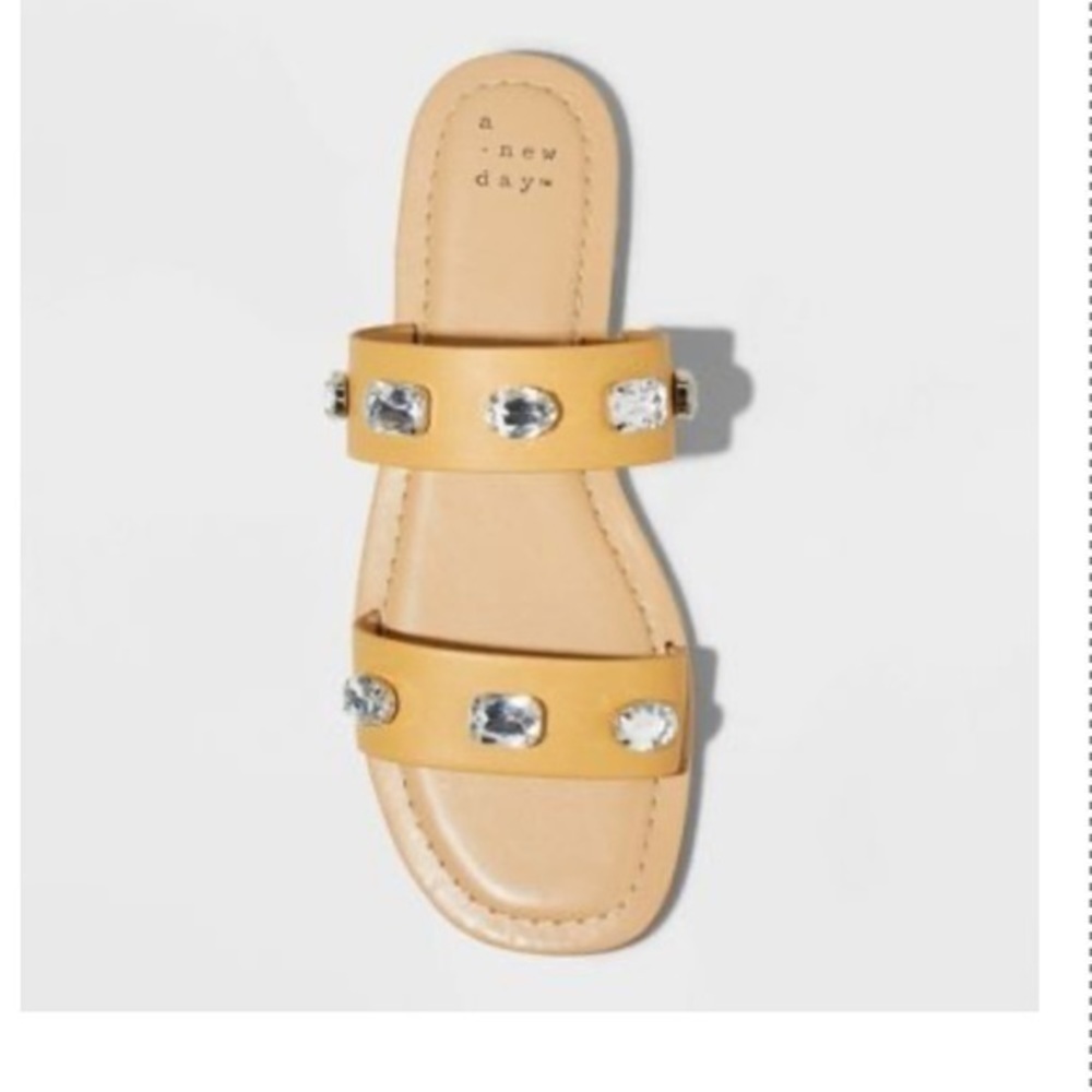 Women's Brit Two Band Embellished Sandals - A New Day size 10 - Picture 2 of 4